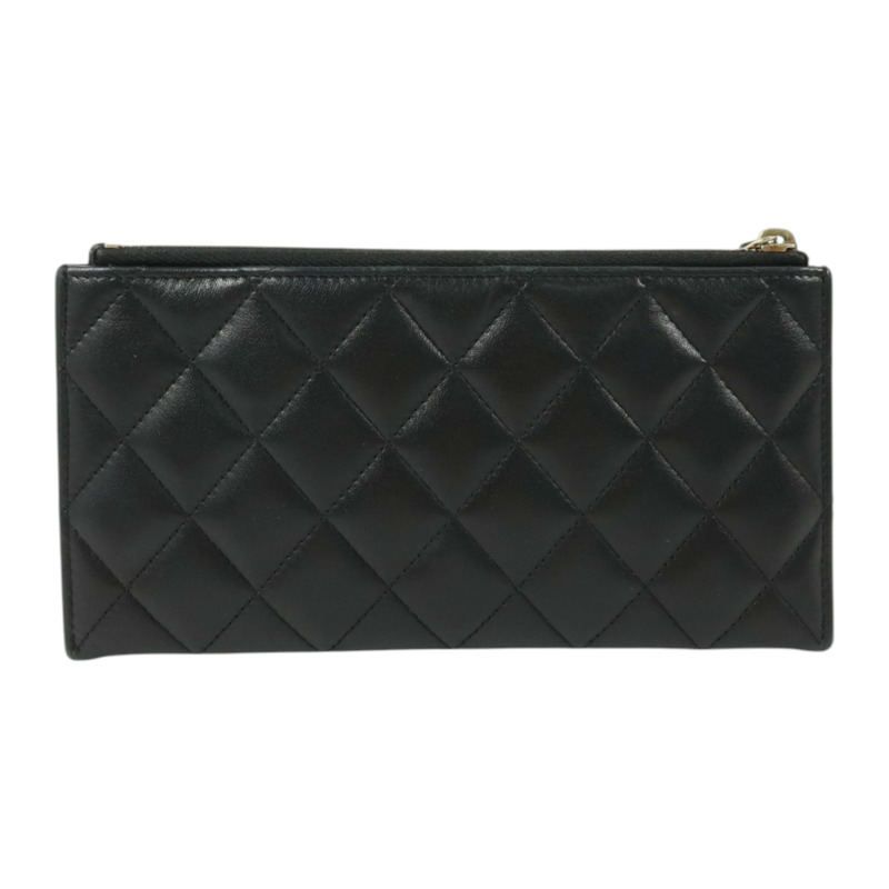 CHANEL 羊皮皮革Boy Chanel Zipper Long Wallet金扣長錢包-1