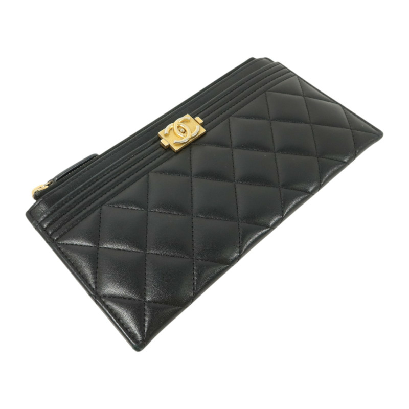 CHANEL 羊皮皮革Boy Chanel Zipper Long Wallet金扣長錢包-3