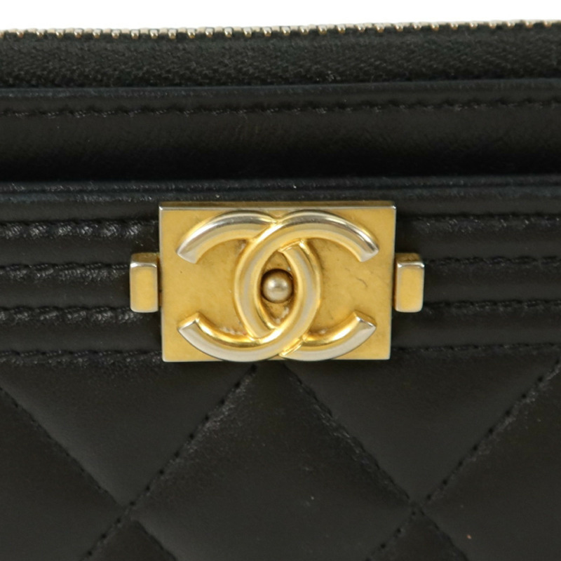 CHANEL 羊皮皮革Boy Chanel Zipper Long Wallet金扣長錢包-15