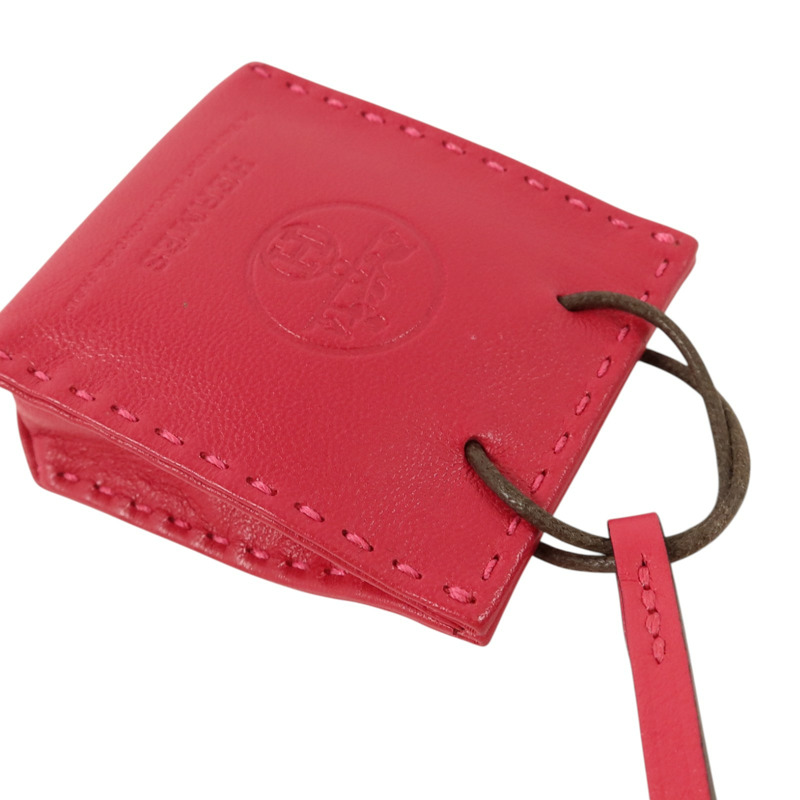 HERMES Milo皮革Sac Orange Bag Charm掛飾Rose Mexico-3