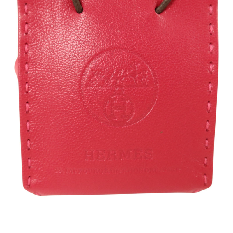 HERMES Milo皮革Sac Orange Bag Charm掛飾Rose Mexico-5