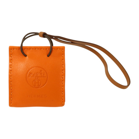 HERMES Milo皮革Sac Orange Bag Charm掛飾