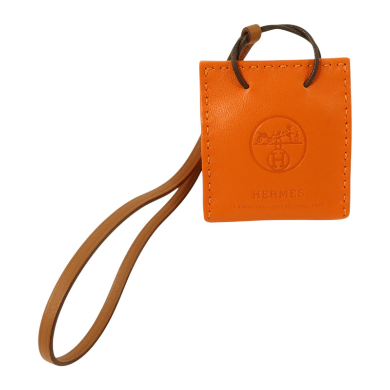 HERMES Milo皮革Sac Orange Bag Charm掛飾-1