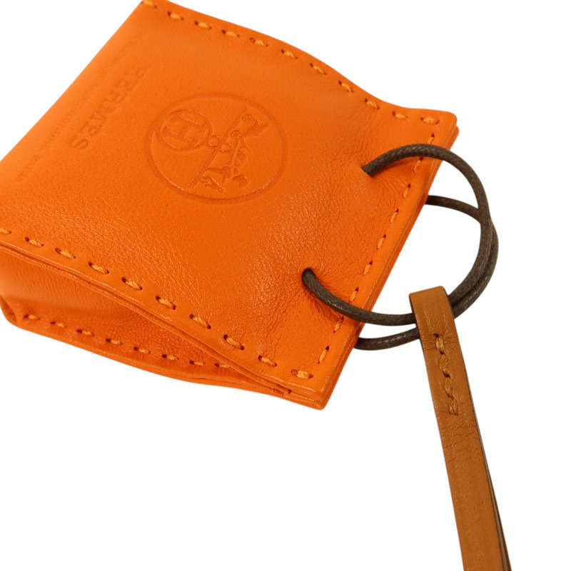 HERMES Milo皮革Sac Orange Bag Charm掛飾-3