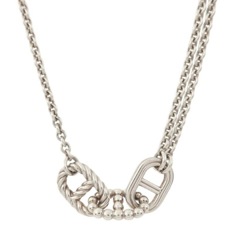 HERMES 925純銀Parade Long Necklace銀扣項鏈-1