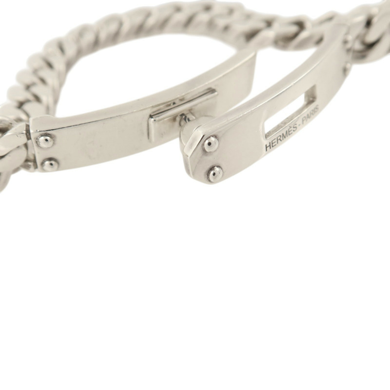 HERMES 925純銀Kelly Gourmette Bracelet SH銀扣手鏈-4