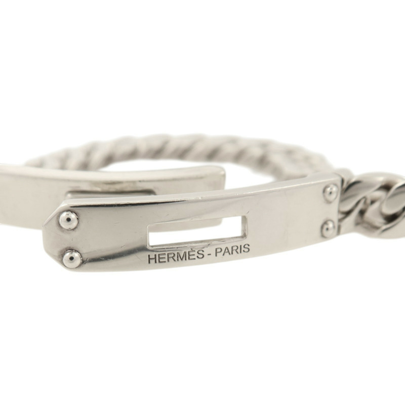 HERMES 925純銀Kelly Gourmette Bracelet SH銀扣手鏈-5