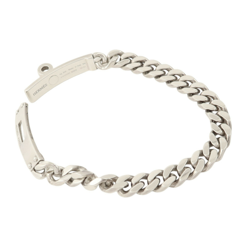 HERMES 925純銀Kelly Gourmette Bracelet SH銀扣手鏈-7