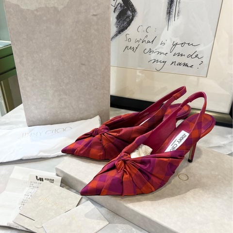 周仰傑Jimmy Choo 綢緞紐結蝴蝶結🎀尖頭高跟涼鞋 37.5碼