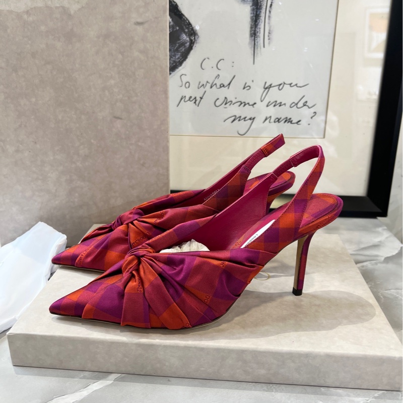 周仰傑Jimmy Choo 綢緞紐結蝴蝶結🎀尖頭高跟涼鞋 37.5碼-1
