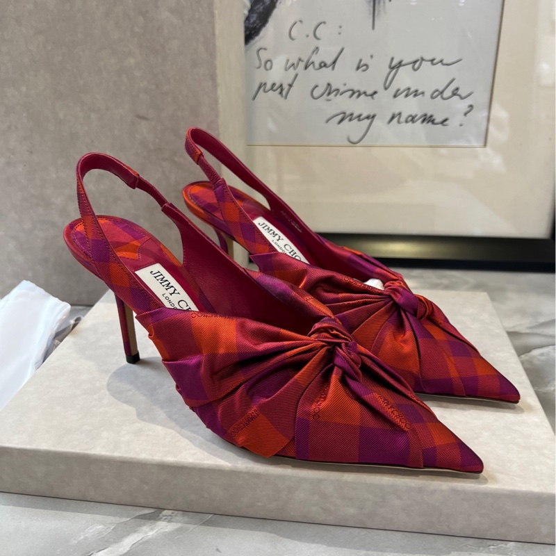 周仰傑Jimmy Choo 綢緞紐結蝴蝶結🎀尖頭高跟涼鞋 37.5碼-2