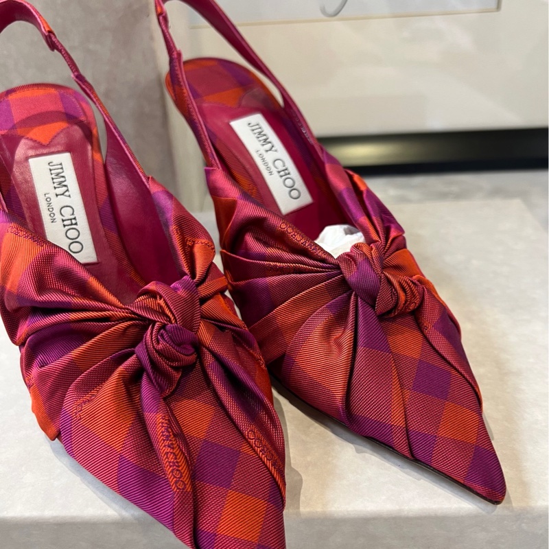 周仰傑Jimmy Choo 綢緞紐結蝴蝶結🎀尖頭高跟涼鞋 37.5碼-4