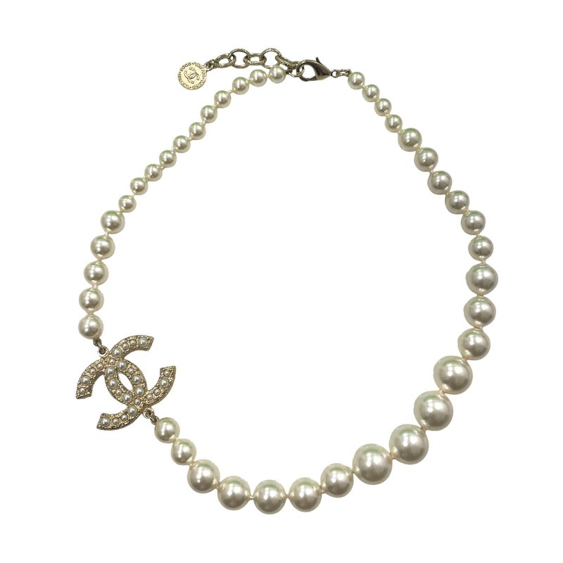 CHANEL 香奈兒 珍珠造型項鍊 合金 金色-1