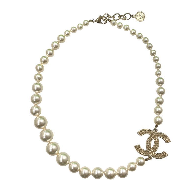 CHANEL 香奈兒 珍珠造型項鍊 合金 金色-2