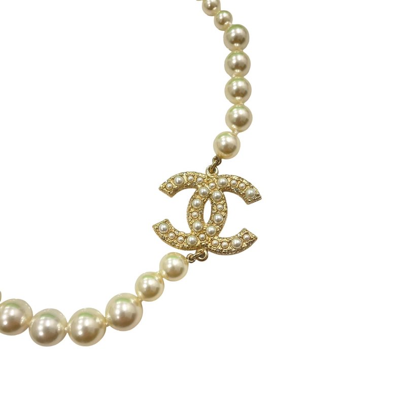 CHANEL 香奈兒 珍珠造型項鍊 合金 金色-5