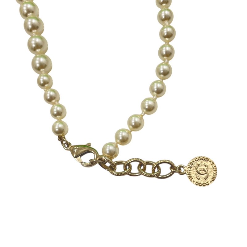 CHANEL 香奈兒 珍珠造型項鍊 合金 金色-6