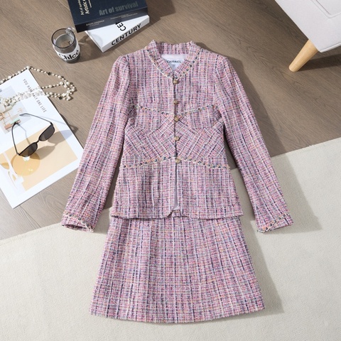 ❤️CHANEL 粉彩粗花呢 小香風套裝