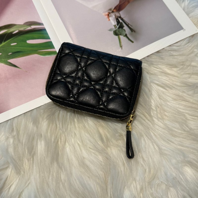 Dior Jolie珍珠黑籐格紋短夾-7