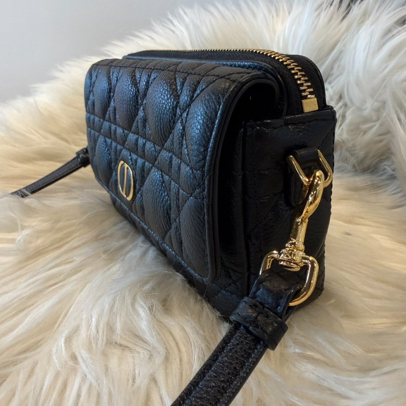 Dior Caro Pouch 斜背包 黑色金扣-4