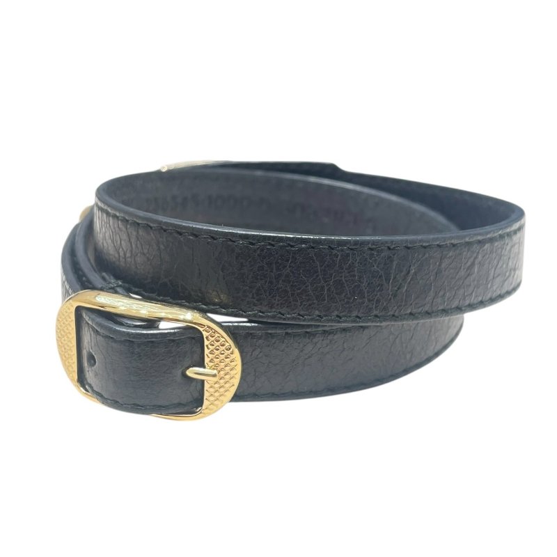 BALENCIAGA 巴黎世家 THE CITY 雙圈手環 皮革 黑色 金釦 S碼-2