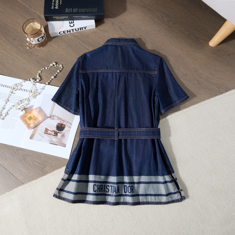 DIOR 經典款腰帶收腰牛仔外套-5