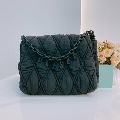 MS0664 Diesel 迪賽翻蓋式液下包包 Charm-D Shoulder Bag Small Nylon So Black