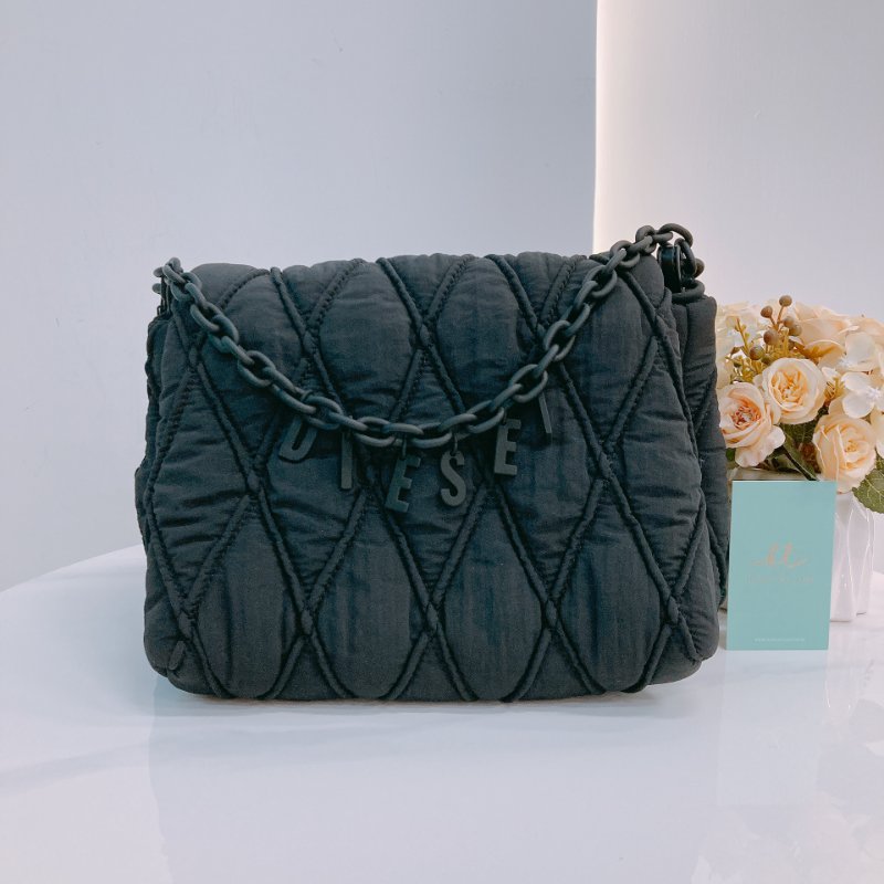 MS0664 Diesel 迪賽翻蓋式液下包包 Charm-D Shoulder Bag Small Nylon So Black-0