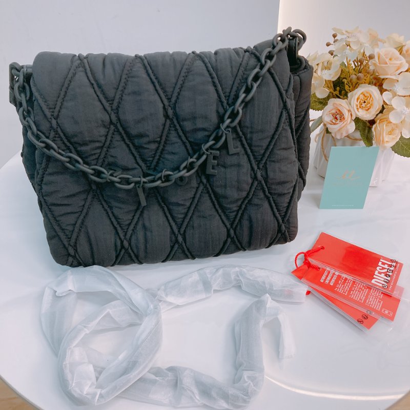 MS0664 Diesel 迪賽翻蓋式液下包包 Charm-D Shoulder Bag Small Nylon So Black-13