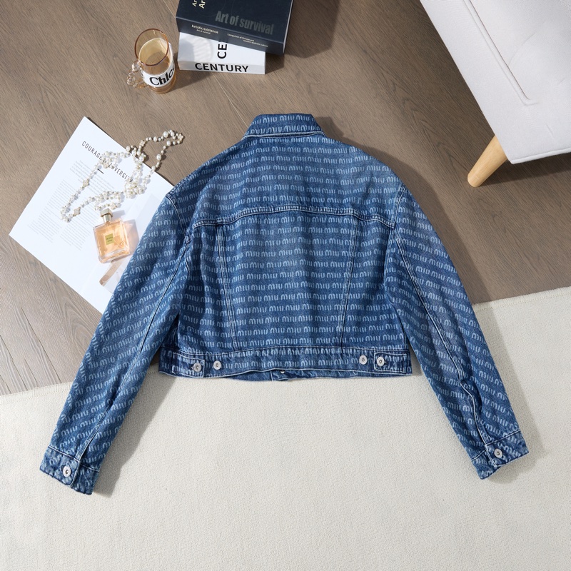 MIU MIU 經典滿印短款牛仔外套-5