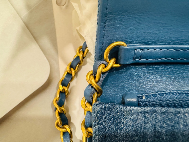 全新 CHANEL 可調式牛仔金球 晶片款WOC 全新閒置未使用-4