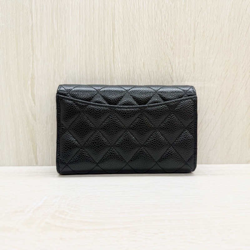 CHANEL✨黑金荔枝牛皮三折中夾AP0232-2