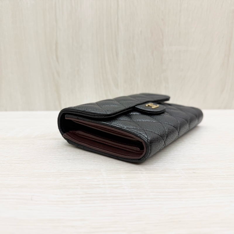 CHANEL✨黑金荔枝牛皮三折中夾AP0232-4