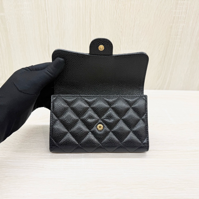 CHANEL✨黑金荔枝牛皮三折中夾AP0232-6