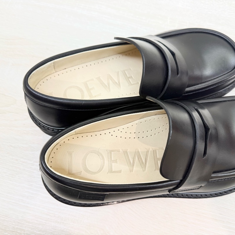 LOEWE黑色牛皮BLAZE樂福鞋-7