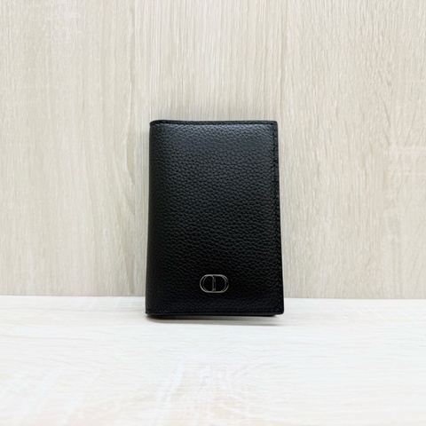 DIOR 黑色牛皮ICON對開直立式卡夾2ESCH138CDI