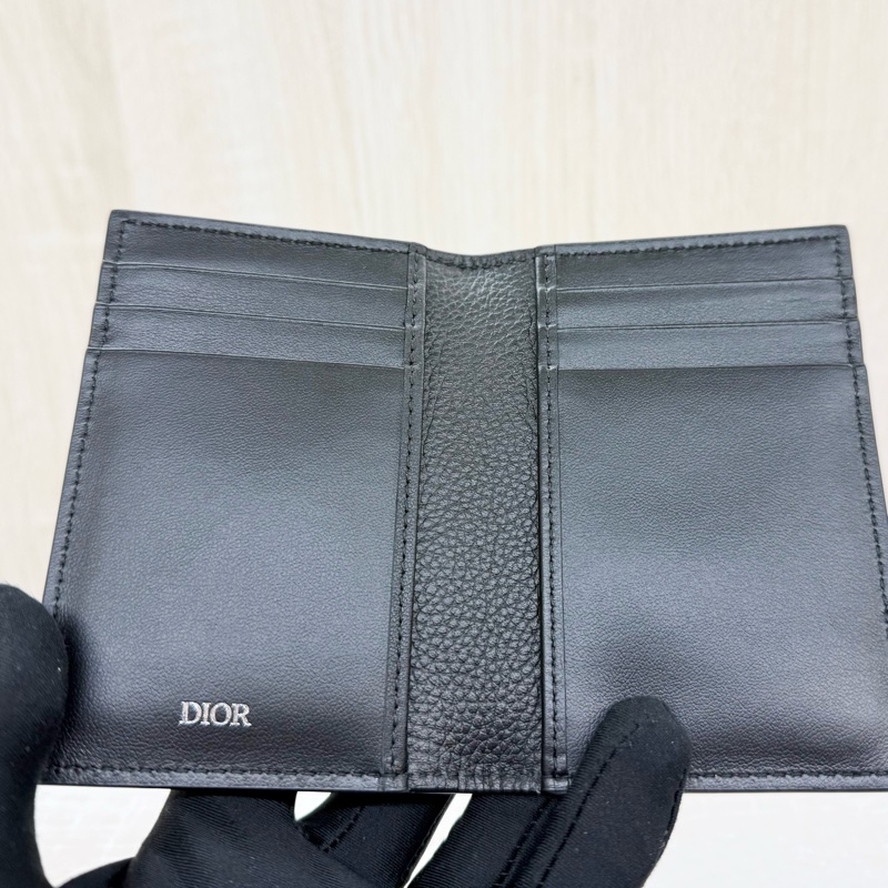 DIOR 黑色牛皮ICON對開直立式卡夾2ESCH138CDI-7