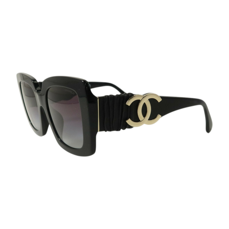 CHANEL PVC/牛皮皮革Square Sunglass太陽眼眼鏡-1