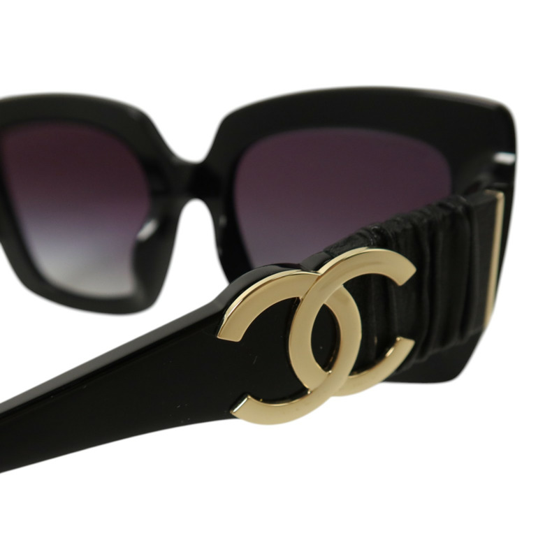 CHANEL PVC/牛皮皮革Square Sunglass太陽眼眼鏡-4