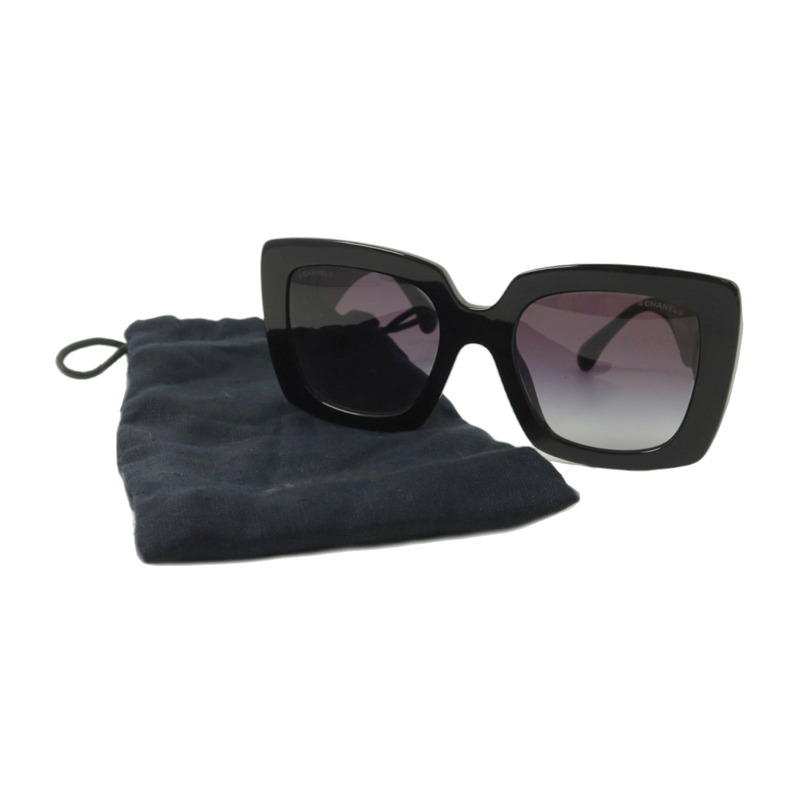 CHANEL PVC/牛皮皮革Square Sunglass太陽眼眼鏡-7