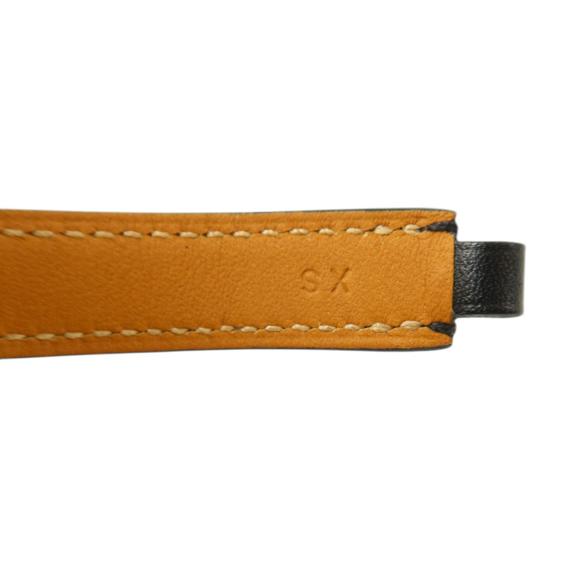 HERMES Swift皮革Rivale Double Tour銀扣手鏈Noir-11