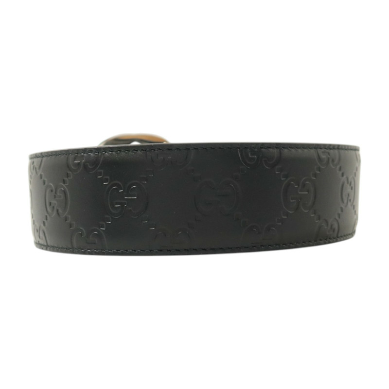 GUCCI 牛皮皮革Interlocking G buckle Belt 85cm銀扣皮帶-1