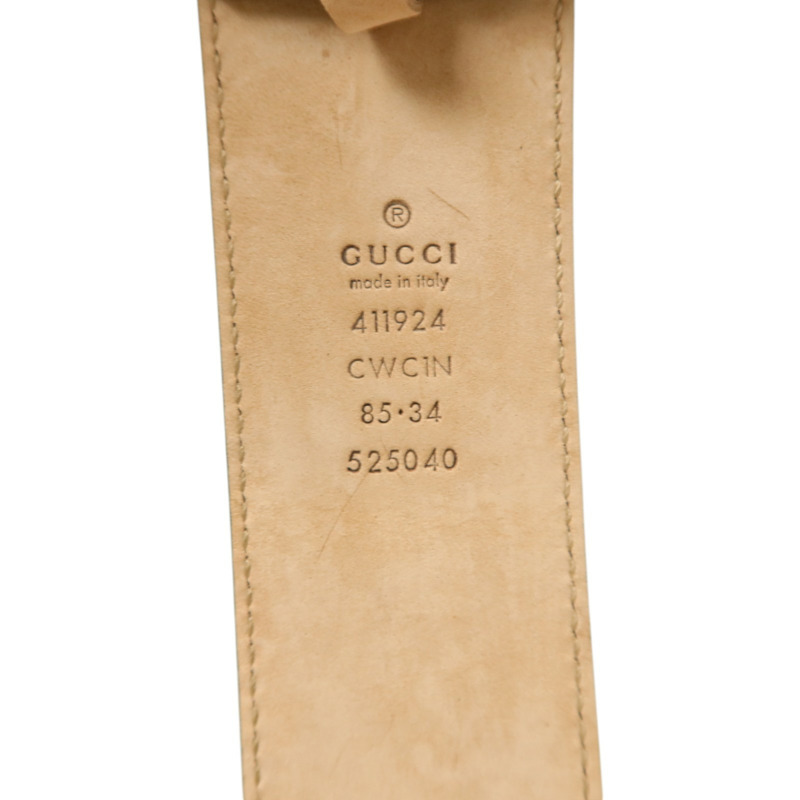 GUCCI 牛皮皮革Interlocking G buckle Belt 85cm銀扣皮帶-2