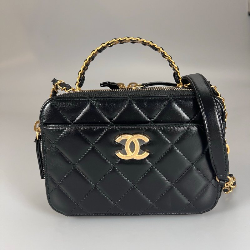 CHANEL 化妝盒小牛皮黑 晶片款-0