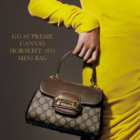 🏆Gucci古馳horsebit1955系列老花手提郵差包斜挎包
