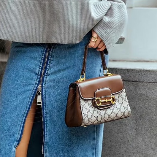 🏆Gucci古馳horsebit1955系列老花手提郵差包斜挎包-7