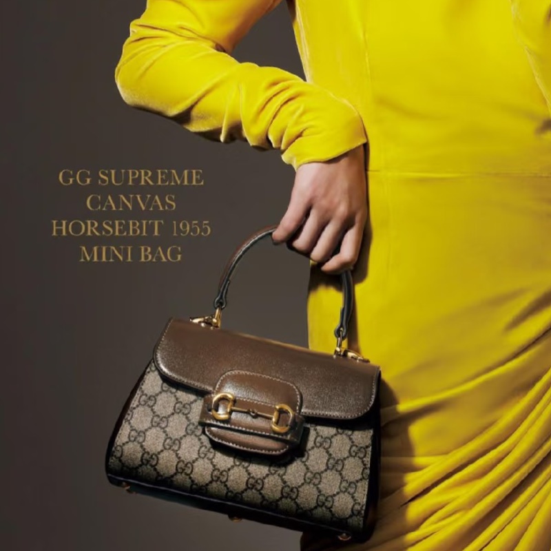 🏆Gucci古馳horsebit1955系列老花手提郵差包斜挎包-20