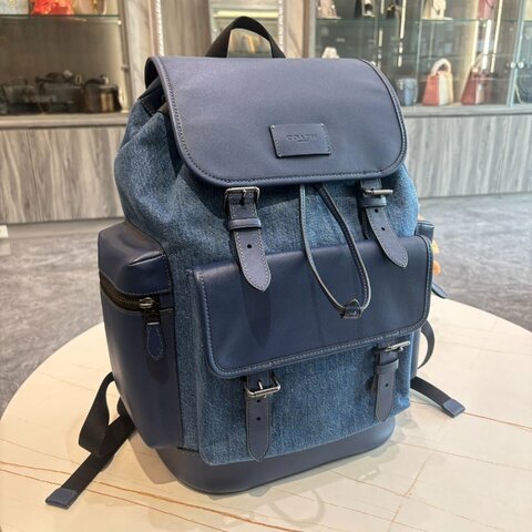 *SHIHNA名牌精品* COACH Surint 藍色牛仔褲拼色 signature後背包