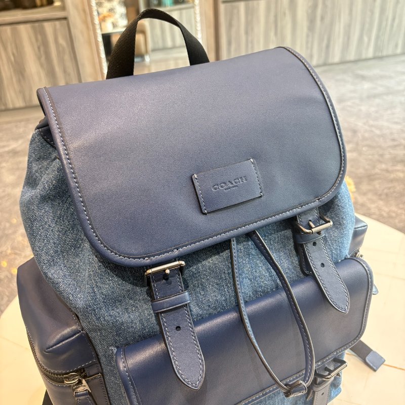 *SHIHNA名牌精品* COACH Surint 藍色牛仔褲拼色 signature後背包-1