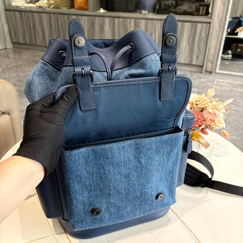 *SHIHNA名牌精品* COACH Surint 藍色牛仔褲拼色 signature後背包-5