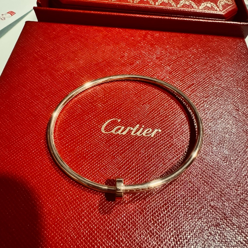 【2025年保卡】Cartier Juste un Clou 小型款窄版釘子手環 18K玫瑰金 17號-12